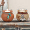 Southwest Pots Candle Holders – Set of 2 Rustic Votive Holders with Twine & Bead Accent – 3.6" x 2.8"
