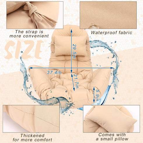 2.58 Hammock Patio(Beige,1 Tudomro Egg Chair Cushion Filling kg Replacement Rocking Wicker Chair Cushions High Back