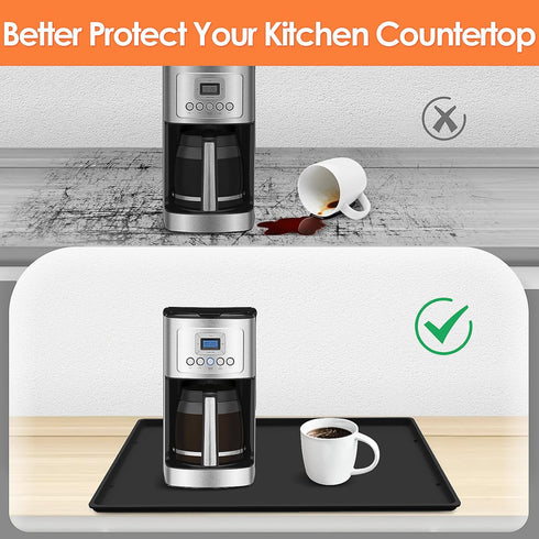 Silicone Coffee Maker Mat with Lip, 19.7'' x 15'' Heavy Duty Coffee Maker Mat for Countertops, Coffee Tray Fit Under Coffee Maker Appliance Automatic Machines Espresso Accessory by TOHONFOO
