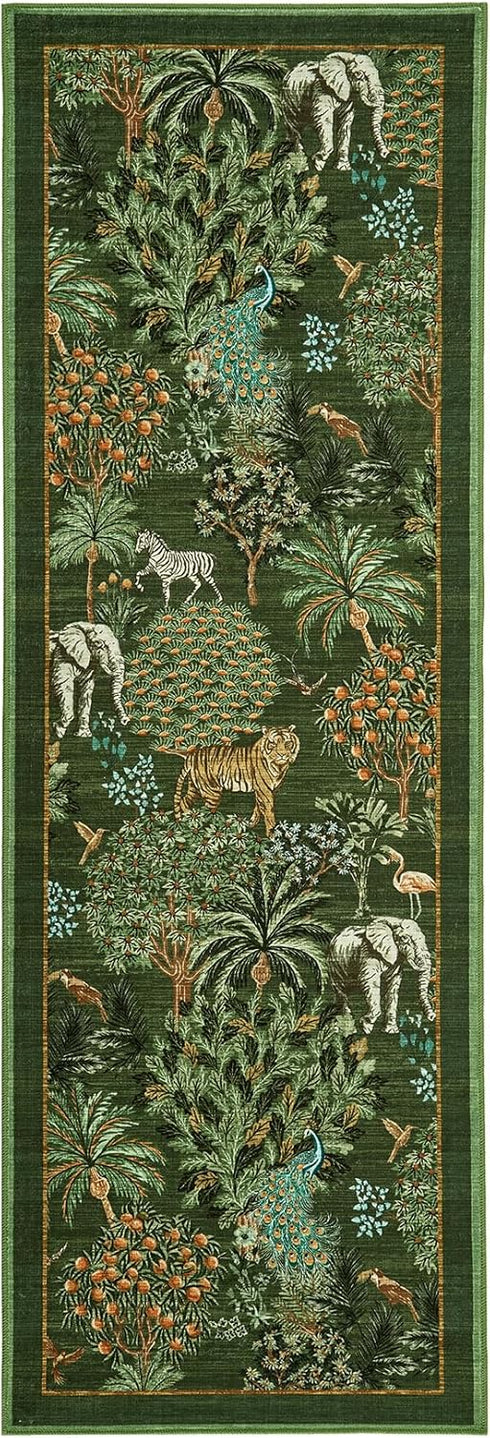 2x6 GarveeHome Jungle Rug Kitchen Runner Rug Non Slip Washable Runners for Hallways, Animal Print Runner Rugs