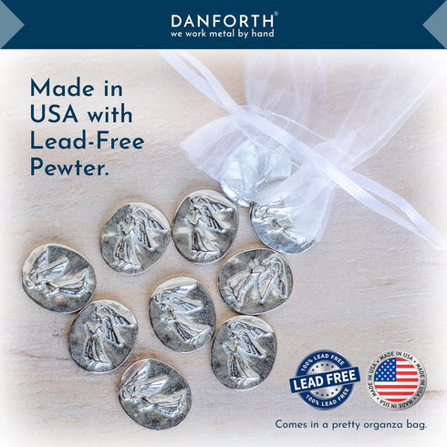 DANFORTH – Vilmain Pocket Angel Tokens/Coins, Pewter, Made in the USA, Gift Bag (Pack of 10)
