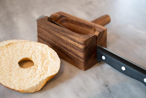 Ironwood Gourmet 28330 Bagel Miter, Local, Acacia Wood, 7 x 5.5 x 2.5 inches