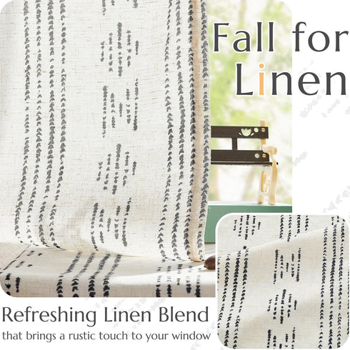 jinchan 84 Inch 2 Boho Stripe Curtains for Living Room Farmhouse Linen Curtains Length Panels for Bedroom Geometric