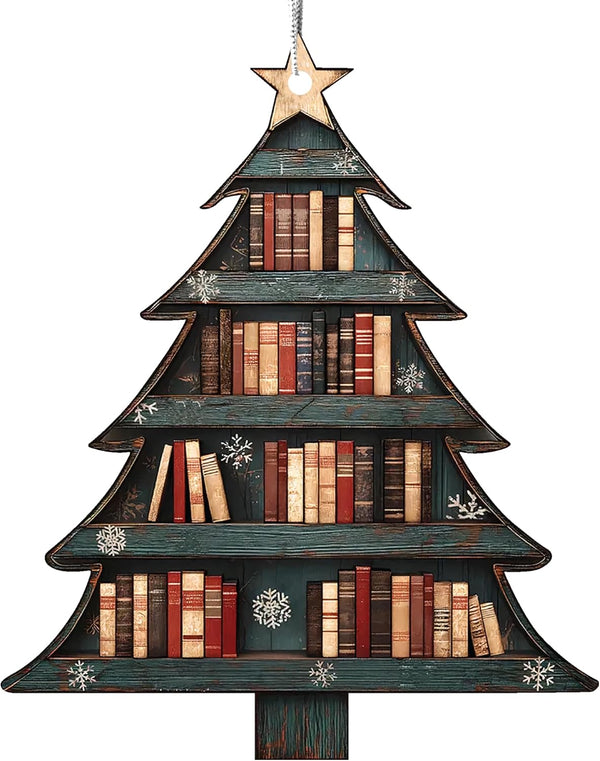 Book Tree Christmas Ornament Vintage Bookshelf Xmas Tree Dcor, Gifts for Book