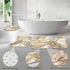 4PCS Sets Sets Set Beige Marble Bathroom with Shower Curtain and Rugs, Abstract Shower Curtain with Rugs for Bathroom