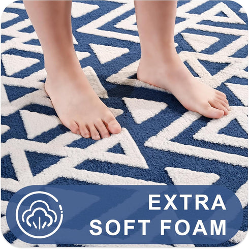 4 6 Ompaa Ultra Soft Shaggy Rugs Memory Foam Bedroom Carpet, Blue x Feet, Plush Geometric Textured Area Rugs for Living
