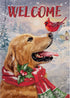 Welcome Winter Golden Retriever Dog Decorative Burlap Garden Flag, Puppy Cardinal Pet Home Yard Decor, Double Sided 12