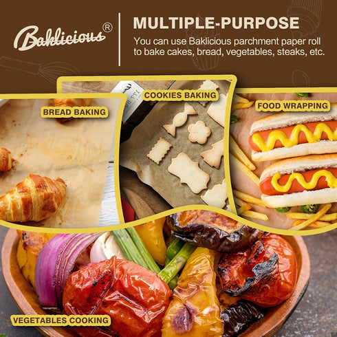 Unbleached Parchment Paper Roll for Baking, 15 in x 210 Ft, Non-stick Food Grade Cooking Paper for Oven, Air Fry