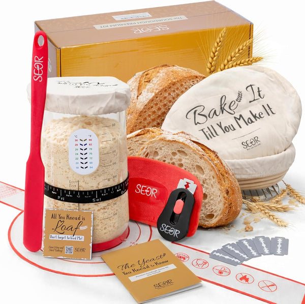 SEOR Premium Sourdough Starter Kit 42oz Glass Jar Complete Sourdough Bread Baking