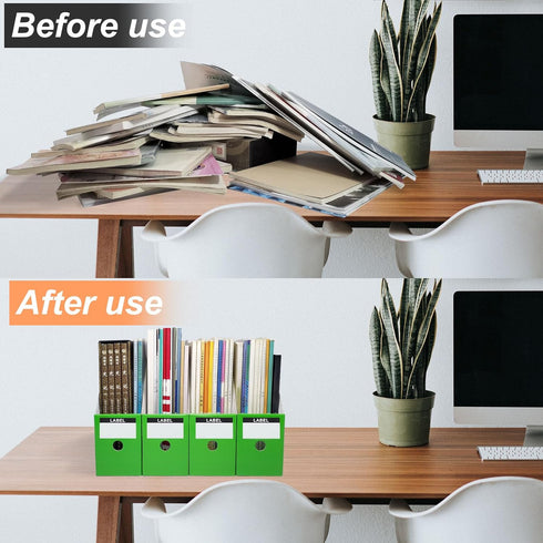 Green Cardboard Magazine Holder (2 Pack), Sturdy File Holder for Desk, Vertical Organizer for Classroom and Office