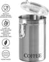 62 oz 5" 7.5". Oggi Stainless Steel Coffee Canister fl - Airtight Clamp Lid, Clear See-Thru Top - Ideal for Coffee Bean