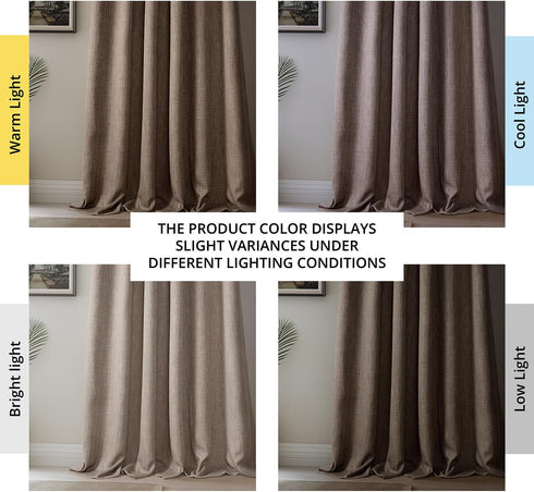 HPD Half Price Drapes Faux Linen Curtains, 1 Panel, 50W X 84L, Textured Room Darkening Drapes for Bedroom, Dutch Cocoa