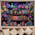 keowhsf Pink Purple Flower Bookshelf Wall Tapestry Colorful Tapestries for Bedroom Aesthetic Floral Tapestry Wall