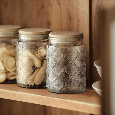 35oz Counter (35oz Custde Glass Storage Jars With Airtight Lid, Canister For Kitchen with Bamboo Lid, brown sugar