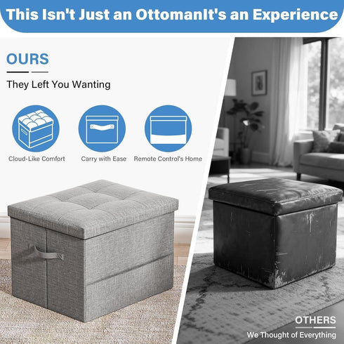 Dayacoco 43L 350lbs, 17x13x13in,Drak Storage Ottoman Foot Rest Stool, Foldable Foot Rest Stool with Thicker Foam Padded