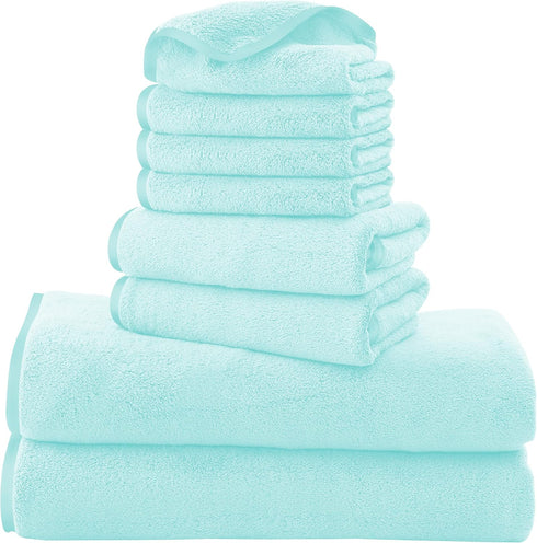 Cosy Family Microfiber 8-Piece Towel Set, 2 Bath Towels, 2 Hand Towels, and 4