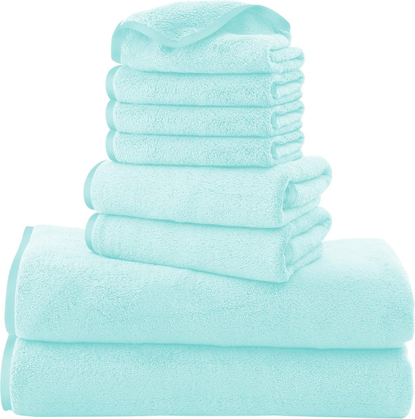 Cosy Family Microfiber 8-Piece Towel Set, 2 Bath Towels, 2 Hand Towels, and 4