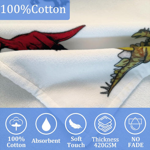8Years 100% VOOVA & MOVAS Dinosaur Hooded Towels for Teens & Big Kids Up | Soft, Absorbent Cotton Towel Wrap for Boys |