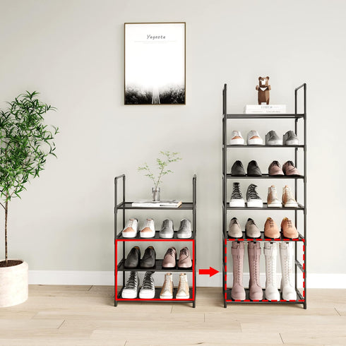 Yegazte 4-Tier Closet Upgrade Stackable Small Shoe Rack, Shoe Shelf Storage Organizer with Handle for Entryway, Hallway