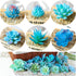 Woohome 10 PCS Artificial Succulent Plants, Unpotted Faux Succulent Assortment in Flocked Blue for Birthday Home Decor