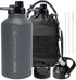 OneTigris 64 oz Tactical Half Gallon Water Bottle with Straw, Leakproof Sport Jug, 3 BPA Free Lids, Paracord Handle &