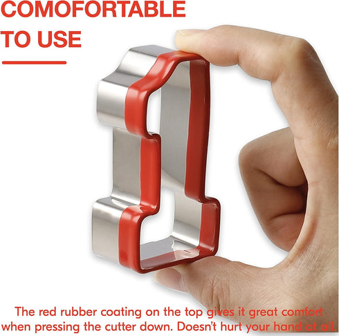 3Pcs Number One Cookie Cutters 5", 4", 3", Heavy Duty Food-Grade Stainless Steel Cookie Cutter Set, Coated with Soft PVC