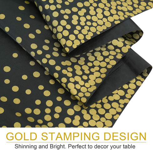Gexolenu 4 Pack Black and Gold Plastic Tablecloths, 54" x 108" for Rectangle Tables, Party Covers for Graduation