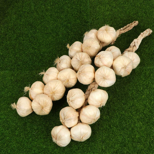 2Pcs BESPORTBLE Fake Garlic Hanging String Vegetable Photography Props Lifelike White Garlic for Home Office Decor