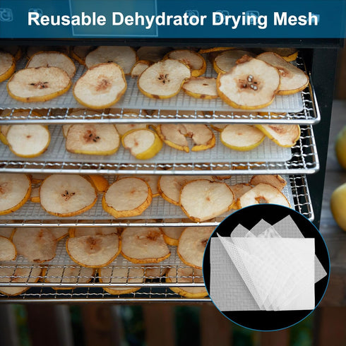 uxcell 19.5 x 14.6" White Silicone Dehydrator Sheets, 9 Pcs Non-Stick Reusable Fruit Dryer Mat for Food Dehydrator