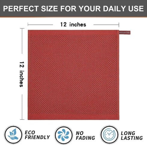Kitinjoy 100% Cotton Kitchen Dish Cloths, 8 Pack Ultra Soft Absorbent Dish Towels, 12 X 12 Inch