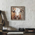 Cattle Framed Wall Art Decor, Rustic Farmhouse Cow Animal Painting with Wildflowers Artwork for House