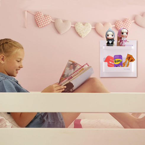 Bedside Shelf Accessories Organizer - Wall Mount Self Stick On for Glasses, Remote, Earphone, Cell Phone Charger,