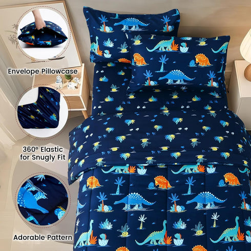 5 Set Set david's kids Piece Twin Comforter - Soft Breathable Bedding Twin for Boys Girls, Includes Quilted Comforter