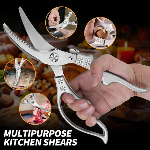 Poultry Shears, Kitchen Scissors for Food, All Purpose Heavy Duty for Chicken Wing/Thigh/Bone, Meat, Quail, Fish