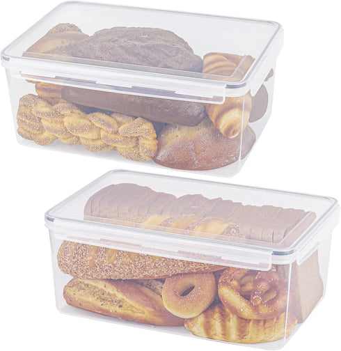 Tiawudi 2 Pack Large Bread Box for Kitchen Countertop, Airtight Bread Storage Container