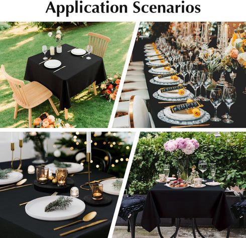 2 Pack 36X36 Inch Small Square Table Cloth Black Washable Fabric Tablecloth Polyester Solid Table Cover for Night Stand