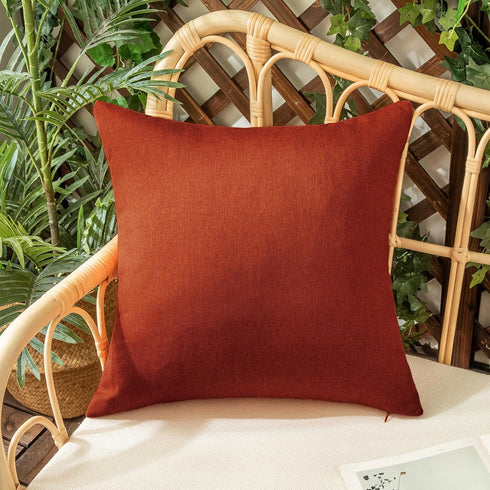 Woaboy Set of 2 Burnt Orange Outdoor Waterproof Throw Pillow Covers, Decorative Farmhouse Cushion Cases, 18x18 Inch