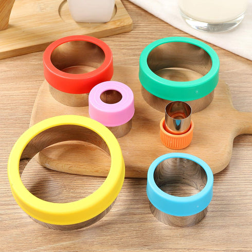 Round Cookie Biscuit Cutter Set, 6 Graduated Circle Pastry Cutters, Stainless Steel Cookie and Dough Cutters for Donut,