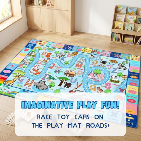 3x5, ABC Rug with Alphabet Animals Numbers Shapes, Kids Rugs for Playroom Non Slip Educational Area Rug for Bedroom