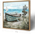 Framed Beach Décor Canvas Picture - Coastal Ocean Artwork with Sea Bird Boat for Bathroom Bedroom Living Room