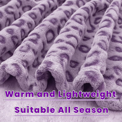 60"x80" Twin Size Blankets for Bed - Lightweight Purple Blanket Throw for Women, Soft Fuzzy Lavender Fleece Bedding