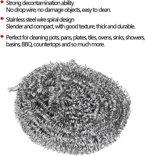 Stainless Steel Scourers, Wire Spiral Design Kettle Descalers, Limescale Ball for Kitchen Restaurants Camping