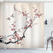 Ambesonne Nature Shower Curtain 69" W x 70" L, Burgundy Black Flowers Buds Birds Art Painting Effect, Cloth Fabric Bath