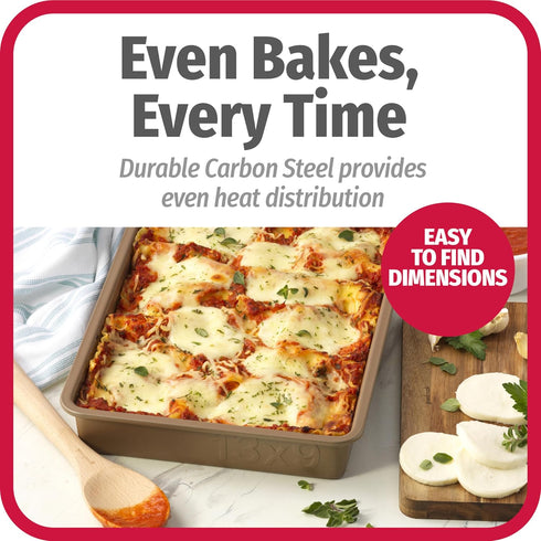 GoodCook BestBake Nonstick Textured Carbon Steel Oblong Pan, 9" x 13", Bronze