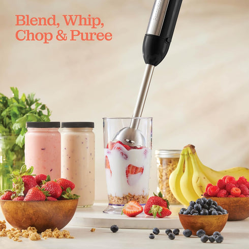 Powerful 500 Watt Immersion Blender, Electric Hand Blender with Turbo Mode, Detachable Base for Smoothies and Puree
