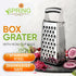 4 Spring Chef Professional Large Parmesan Cheese Grater, Stainless Steel Metal Box Grater with Handle, Sided Handheld