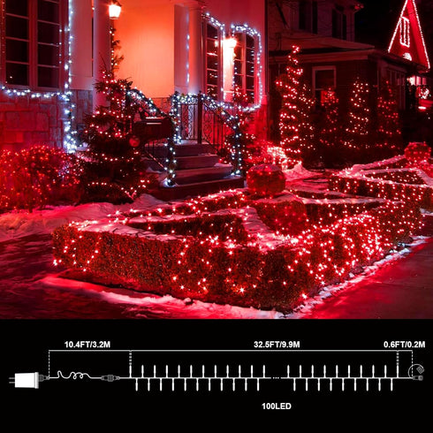 32.5FT 100 16 Red Valentines Decor Lights, LED Valentine's Day String Lights Outdoor Indoor, Lighting Mode Plug