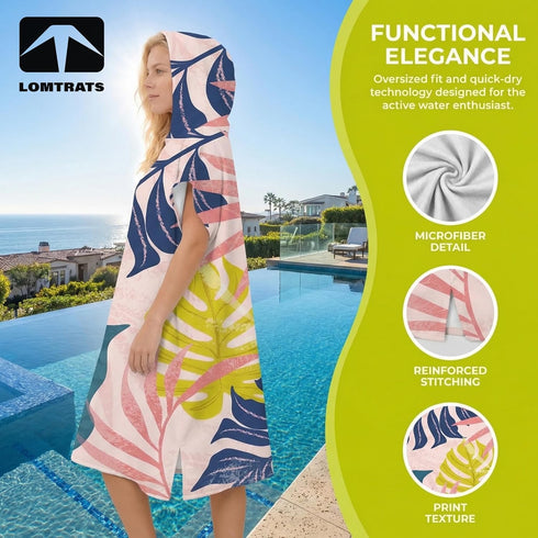 LOMTRATS Women,Swimming Quick Dry Surf Poncho Changing Towel Robe Hoodie for Men Beach Surfing Diving Home Hot Springs
