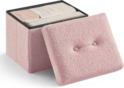 SONGMICS Small Folding Storage Ottoman, Foot Rest Stool, 12.2 x 16.1 x
