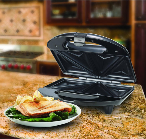 Brentwood Compact Dual Sandwich Maker, Non-Stick, Black Color